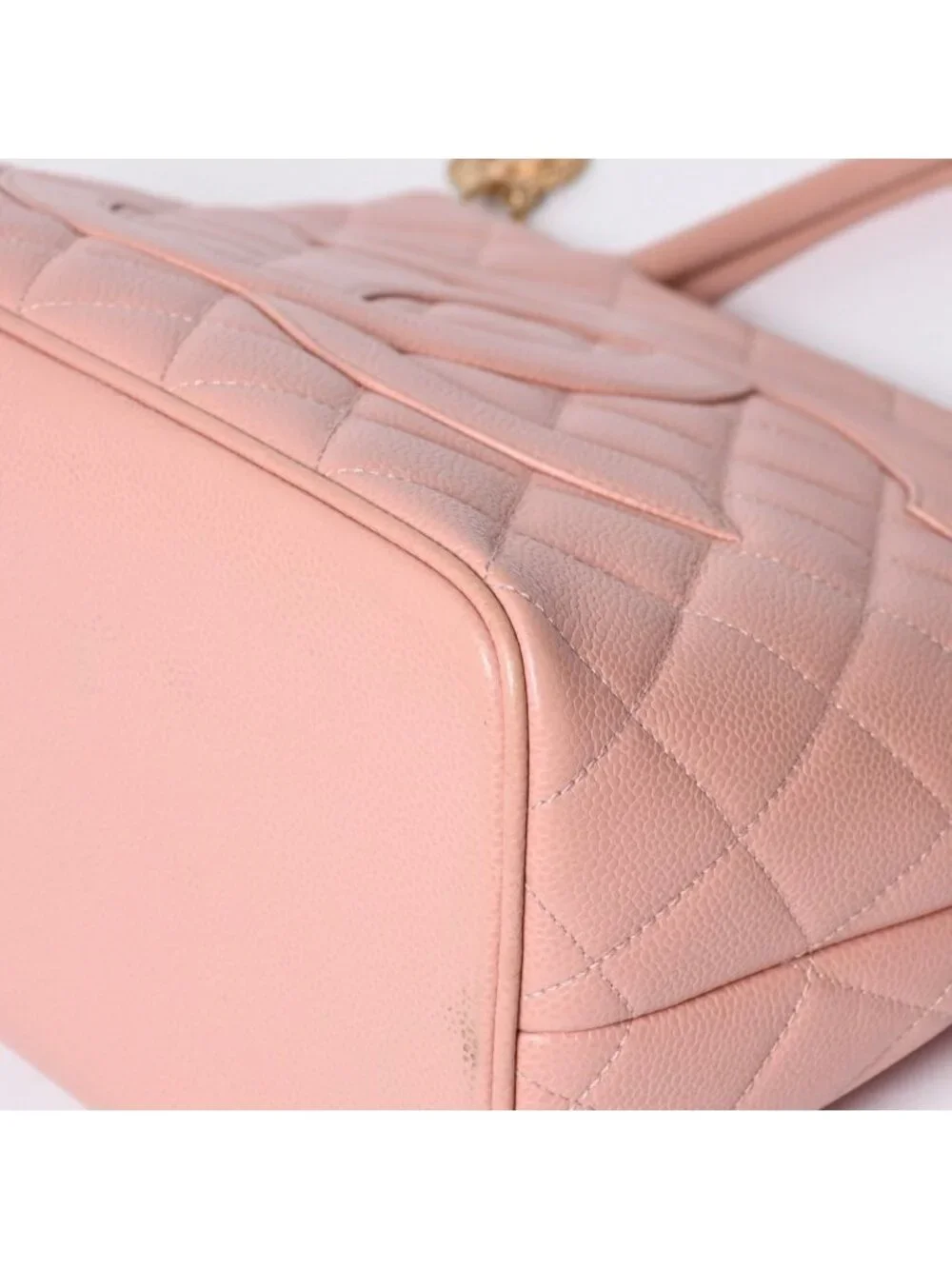 Chanel Reissue Tote Handbag CC Logo Caviar Leather Pink
